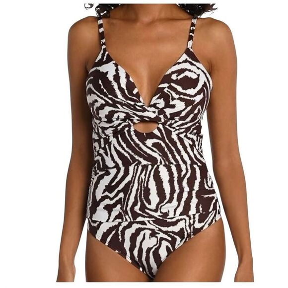 NWT La Blanca One Piece Twist Striped Swimsuit Large - Picture 2 of 7